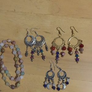 Earrings Are semiprecious stones with charms
